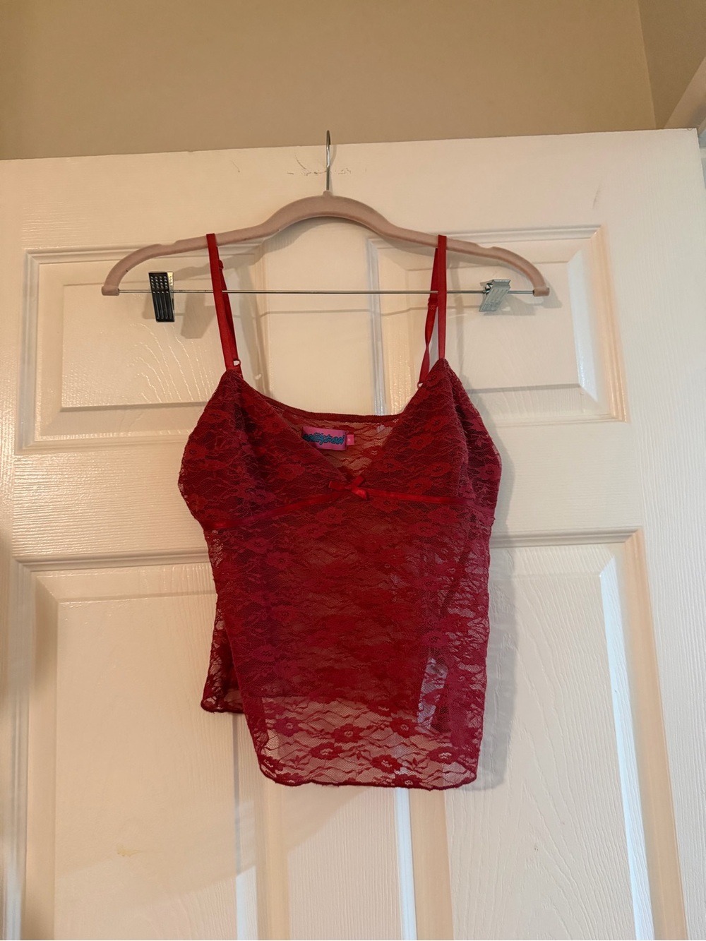 Edikted Red Lace Camisole Tank Top